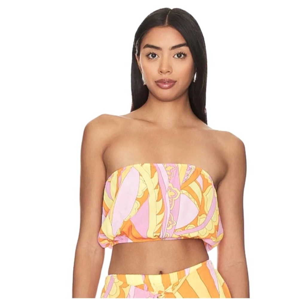 Show Me Your Mumu Women's Yellow and Pink Top Size Large NWOT